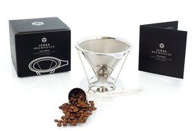 PreciseBrew Stainless Steel Paperless Pour Over Coffee Dripper Set with Double Mesh Filter, Stand, and Measuring... N3
