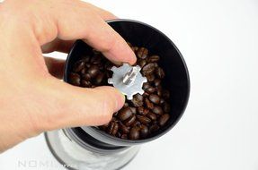 Nomi Manual Ceramic Burr Coffee Grinder Mill Hand Crank with Complimentary Lid & Brush (Black) N5