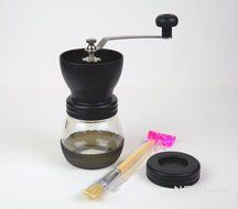 Nomi Manual Ceramic Burr Coffee Grinder Mill Hand Crank with Complimentary Lid & Brush (Black) N6