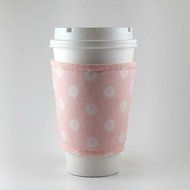 Pink and White Daisies, Reusable Coffee Cup Sleeve, Cup Cozy, Fits 12, 16 and 20 oz cups N3