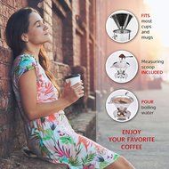 Pour Over Coffee Dripper-4 Cup Capacity-Reusable Paperless Permanent-Laser Cut Dual Mesh Filter-Dishwasher Safe... N2