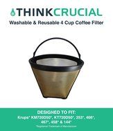 1 Krups Washable & Reusable Gold Tone Cone Coffee Filter; Fits Krups Models KM720D50, KT720D50, 253, 466, 467,...