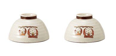 Saikai Pottery Pair Owl Japanese Bowl for rice M size 38847 from Japan
