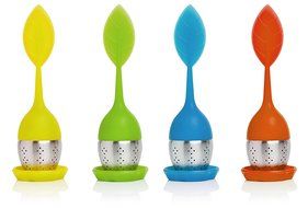 Win&Co The Leaf Family Tea Infusers Set of 4 Tea Infuser Leaf Strainer Handle with Steel Ball Silicone Leaf Lid... N3