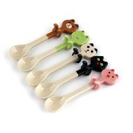 Coffee Scoops Novelty Funny Animal Ceramic Tableware Coffee Spoons Stirring Spoon Sugar Spoon (Brown,Bear) N2