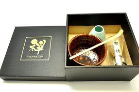 Japanese Mino Yaki ware Matcha Bowl And Tea Ceremony Set Green Tea 11 / 11 / 8.5cm (4.3 / 4.3 / 3.3inch)[7366] N3