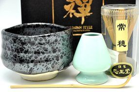 Japanese Mino Yaki ware Matcha Bowl And Tea Ceremony Set Green Tea 11.5 / 11.5 / 8.5cm (4.5 / 4.5 / 3.3inch)[7390] N4