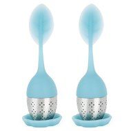 Set of 2 - Zicome Loose Tea Infuser Strainer with Drip Tray - Cute Silicone Leaf Handle As the Lid with Steel...