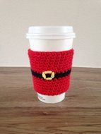 Crochet cup cozy, coffee cup sleeve, reusable coffee sleeve, coffee cup cozy in red, Santa N3