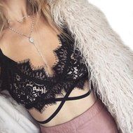1Set Sexy Lingerie，Beautyvan Comfortable Boho Translucent Underwear Sheer Lace Frenum Strap Lingerie Bra Top (... N5