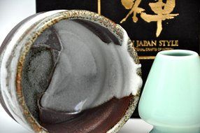 Japanese Mino Yaki ware Matcha Bowl And Tea Ceremony Set Green Tea 11 / 11 / 8.5cm (4.3 / 4.3 / 3.3inch)[7370] N3
