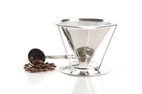 PreciseBrew Stainless Steel Paperless Pour Over Coffee Dripper Set with Double Mesh Filter, Stand, and Measuring... N5
