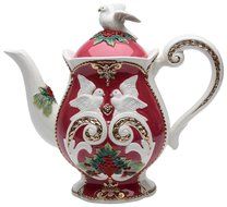 StealStreet SS-CG-10676 9.5" Porcelain Teapot with Holiday Color Doves and Flowers