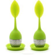 Cinlla® Set of 1 Tea Infuser Leaf Strainer Handle with Steel Ball Silicone Leaf Lid (Green) (1) N4