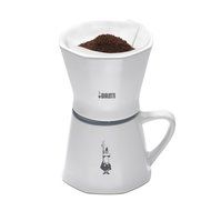 Bialetti 6750 2 Cup Porcelain Pourover Coffee Dripper with Mug, White N5