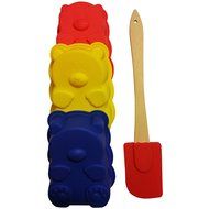 Best 3 D Kids Baking Teddy Bear Silicone Nonstick Bear Pans (5" X 3.5" X 1.5" Assorted Colors) and 1 Red Silicone... N2
