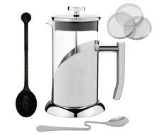 Cuisine Essentials Stainless Steel Press Coffee Maker Set, 34-Ounce N3