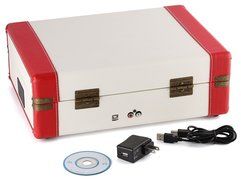 Vitkatronics Red & White Portable Turntable Suitcase USB Record Player Ambassador N2