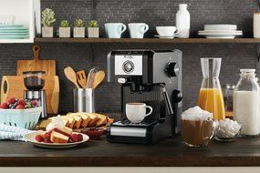 Mr. Coffee Premium Self Tamping Espresso with Milk Frother, ECMPT1000 N7