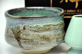 Japanese Mino Yaki ware Matcha Bowl And Tea Ceremony Set Green Tea 11.5 / 11.5 / 8cm (4.5 / 4.5 / 3.1inch)[7374] N4