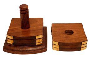 Crafts'man Beautiful Handmade Retro Wooden Coaster Set N3