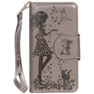 iPhone 7 Case, iPhone 7 Wallet Case,PHEZEN Beauty Flower Girl Cat Design PU Leather Wallet Case Stand Flip Case... N25