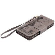 iPhone 7 Case, iPhone 7 Wallet Case,PHEZEN Beauty Flower Girl Cat Design PU Leather Wallet Case Stand Flip Case... N27