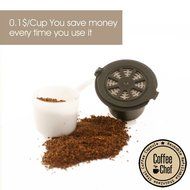 Coffee Chef (TM) 5 Pcs Refillable Reusable Nespresso Coffee Capsules Pods with Bonus Spoon - BPA Free - OriginalLine... N4