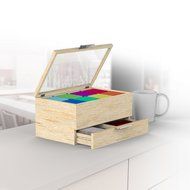 Mind Reader "Royce"Wooden Tea Bag and Condiment Organizer, Brown N3