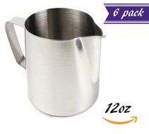 12-Ounce Commercial Grade Stainless Steel Milk Pitcher for Espresso Machines, Coffee, Latte & Frothing Milk Cup...