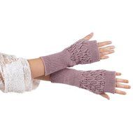 Hollow Out Leaves Knitted Gloves,Morecome Fashion Women Girl Knitted Gloves (Purple) N14