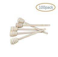 E-UNIONA 50pcs 6" Portable Mini Jam Honey Dipper Stirring Rod Wooden Muddler Honey Stick (50) N2