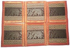 Chic Nature Reed Elephant Collection 6-piece Handmade Coaster Set, Assorted Color (Brown #3) N8