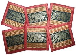 Chic Nature Reed Elephant Collection 6-piece Handmade Coaster Set, Assorted Color (Brown #3) N10