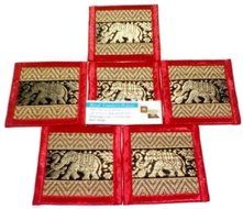 Chic Nature Reed Elephant Collection 6-piece Handmade Coaster Set, Assorted Color (Brown #3) N12