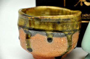 Japanese Mino Yaki ware Matcha Bowl And Tea Ceremony Set Green Tea 11.5 / 11.5 / 9cm (4.5 / 4.5 / 3.5inch)[7408] N5