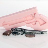 Long Pistol Silicone Mold Easy to use with Fondant, Chocolate, Candy, Resin, Clay, Wax, Soap Embed. Western Pistol... N5