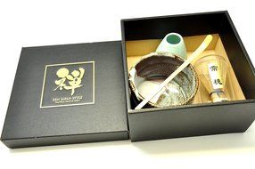 Japanese Mino Yaki ware Matcha Bowl And Tea Ceremony Set Green Tea 11 / 11 / 8.5cm (4.3 / 4.3 / 3.3inch)[7370] N6