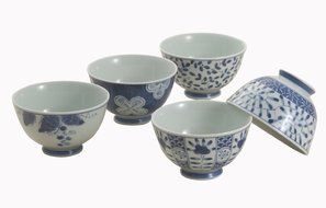 Saikai Pottery 5 set of Japanese Rice Bowls 31855 from Japan