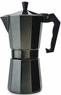 Aluminum Cuban Style Coffee Maker Designer Black 12 cup.