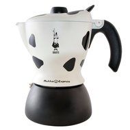 Bialetti Mukka Express 2-Cup Cow-Print Stovetop Cappuccino Maker, Black and White N5