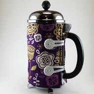 French Press Cozy Cafetiere Cover Purple Cotton Insulated Cosy Handmade Coffee Gift N2