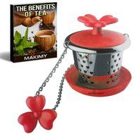 Makimy Clover Tea Infuser - Fuchsia - The Perfect Tea Steeper with Drip Tray - Best Tea Strainer for Loose Leaf... N4