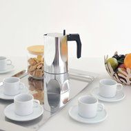 Alessi MT18/6 "Ossidiana" Stove Top Espresso 6 Cup Coffee Maker in Aluminium Casting Handle And Knob in Thermoplastic... N15