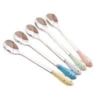 Ceramics Stainless Steel Tableware Creative 5-pieces Coffee Scoops Stirring Sugar Tea Spoons N15