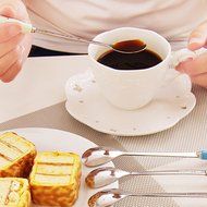 Ceramics Stainless Steel Tableware Creative 5-pieces Coffee Scoops Stirring Sugar Tea Spoons N16
