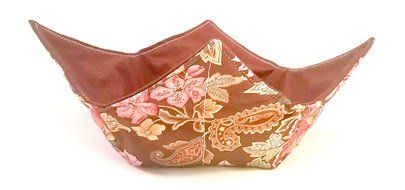 Microwave Bowl Cozy Brown Floral/Burgundy
