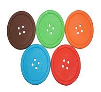Bilipala Silicone Coasters with Button Shaped, Set of 5 Colors