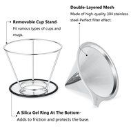 Bernito Stainless Steel Pour Over Coffee Dripper - Paperless Reusable Pour Over Coffee Filter and Double Mesh... N4