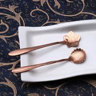Stainless Steel Tableware Creative Coffee Scoops Stirring Spoon Sugar Spoon Set of 5 (Rose Gold)